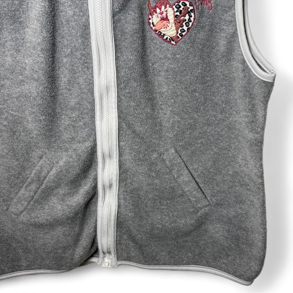 Vintage 2000 Looney Tunes Taz Vest Gray Zip Up Women’s L/XL - Picture 5 of 8